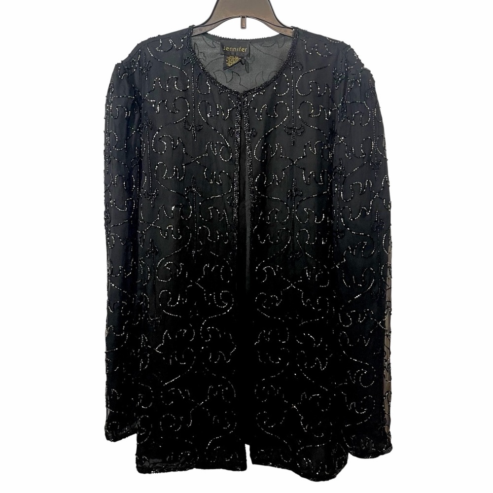 Vintage Black Silk Beaded Jacket